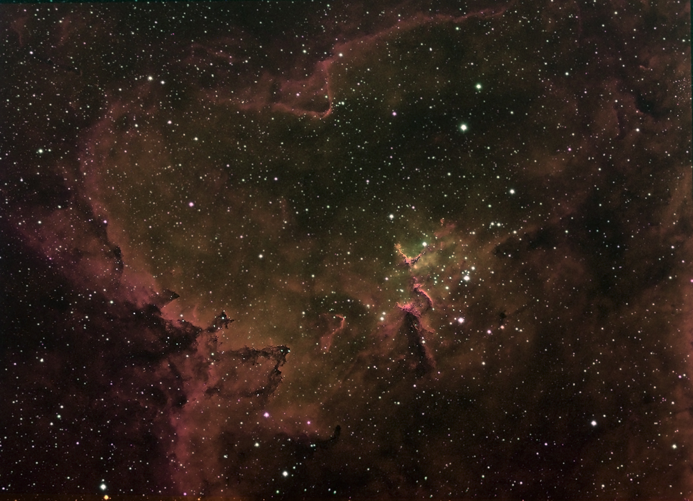 Narrowband Colour Image Melotte 15 The heart of the Heart Nebula 7,500 light years away in Cassiopeia