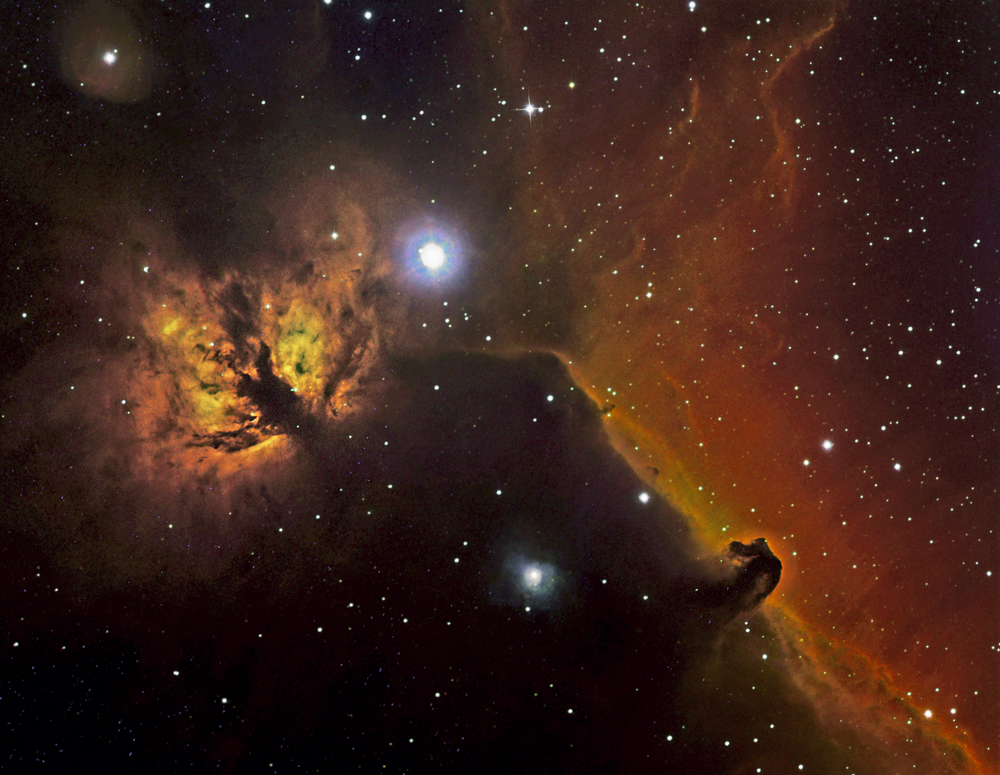 Ha - 0111 & S11 Narrow band image Flame and Horeshead Nebula