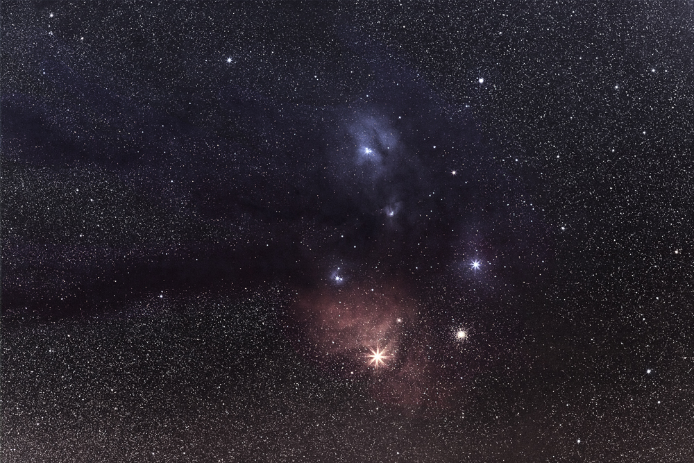 The Rho Ophicuhi Nebula  with the red supergiant star Antares